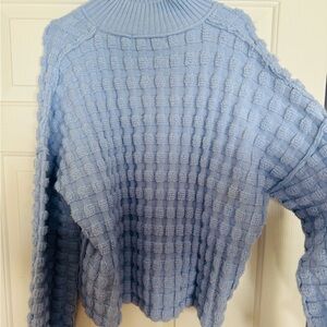 Altar'd State Light Blue Textured Turtleneck Sweater